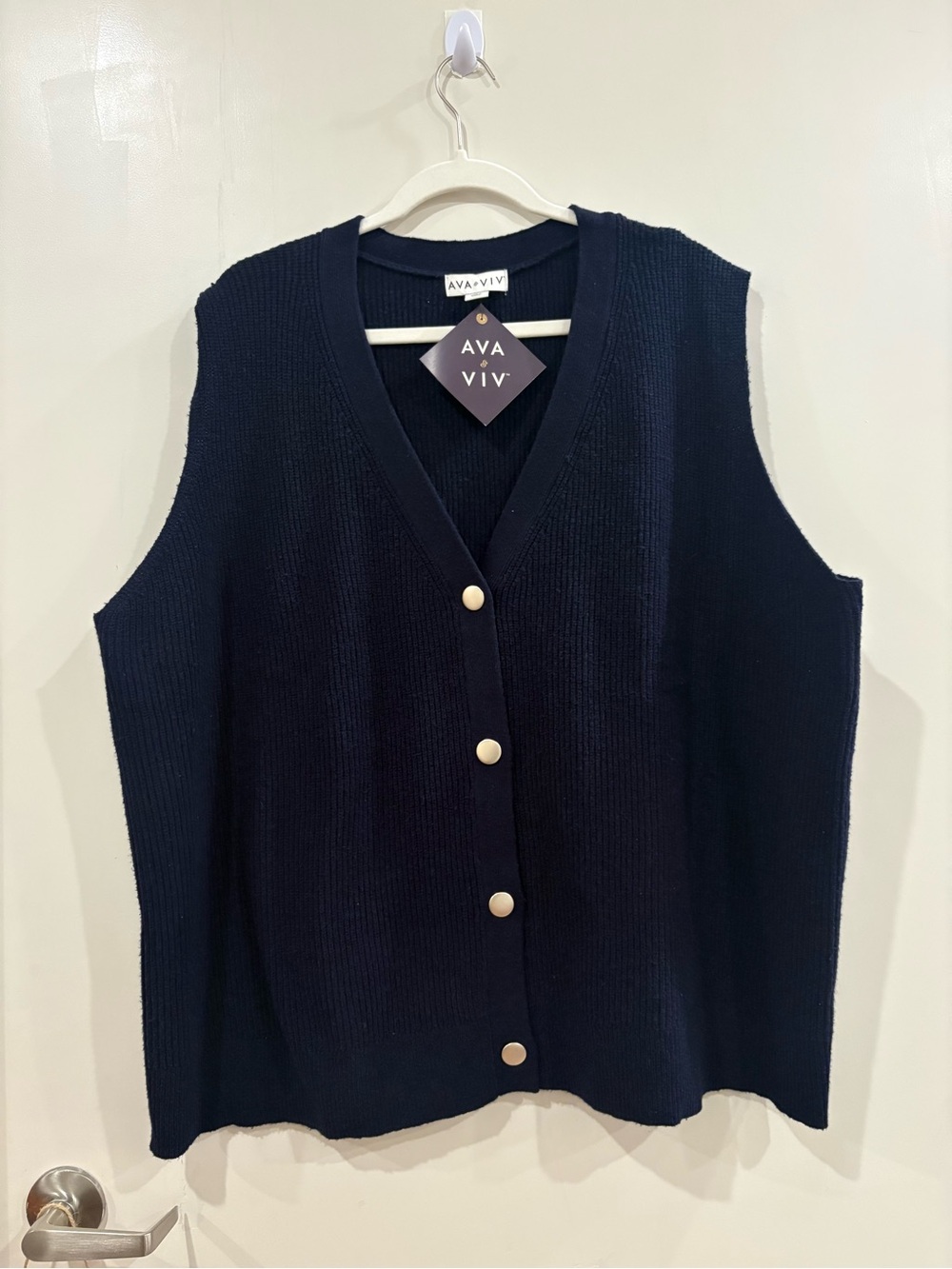 Ava & Viv Navy Button-Front Knit Sweater Vest